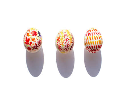Easter egg with shadow. Watercolor handmade printing. On isolated background.