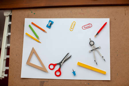 Back to school. Tools for education on isolated background. Backstage.の写真素材