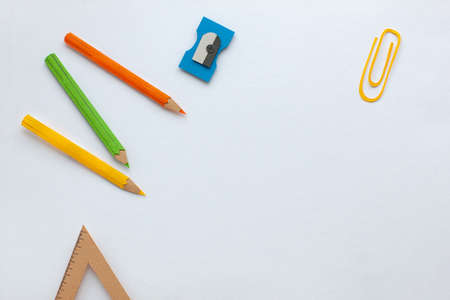 Back to school. Tools for education on isolated background. Banner. Place for text.