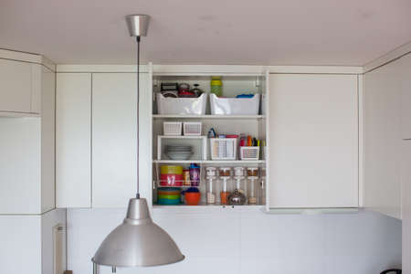 Storage in the kitchen. Home organization idea.の写真素材