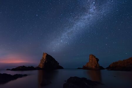 Milky way over the sea, Sinemorets, Bulgariaの写真素材