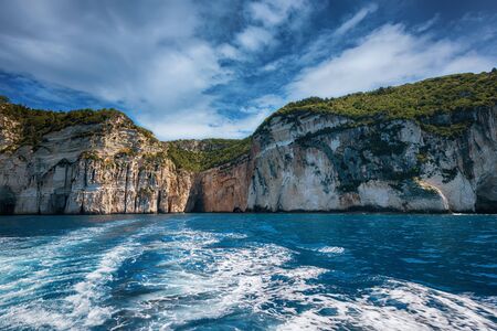 Image of paradise sandy beaches in popular summer destination - island of Antipaxos with turquoise clear sea, Ionian, Greeceの写真素材