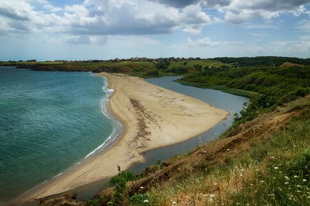 Cloudy day at Veleka river estuary, Sinemorets village, Bulgariaの写真素材
