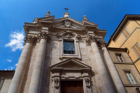 Architectural exterior of church in Siena, Italyの写真素材