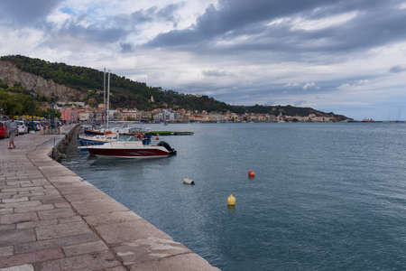 Zakynthos, Greece, September 25, 2017: Sunny summer day at the Port of Zakynthos, Greek island in the Ionian Sea, popular tourist destination for summer holidays.のeditorial素材