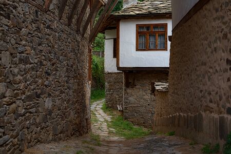 Summer time along the streets of Kovachevitsa village, Bulgariaの写真素材