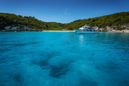Image of paradise sandy beaches in popular summer destination - island of Antipaxos with turquoise clear sea, Ionian, Greeceの写真素材