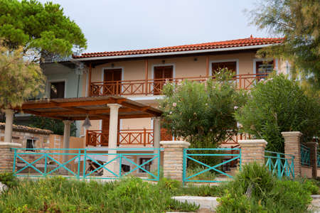 Alikanas, Zakynthos Island, Greece September 28, 2017: Typical summer houses on the Alikanas beach, Zakynthos Island, Greece.のeditorial素材