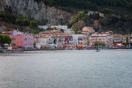 Zakynthos, Greece - September 23, 2017: Zante town panorama from the sea. Sunny summer day on the island of Zakynthos Greeceのeditorial素材