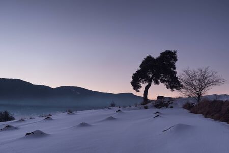After sunset near the Dospat Dam, Bulgaria.の写真素材