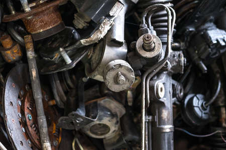 Used spare parts in the garage.の写真素材