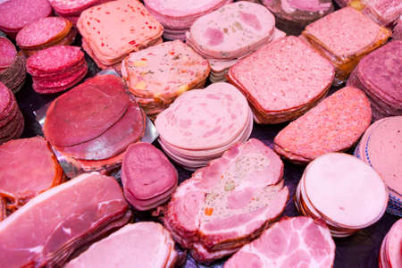 fresh German sausage and meatの写真素材