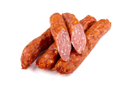 Bratwurst without casing - delicious sausages, bratwurst without casing isolated on a white...
