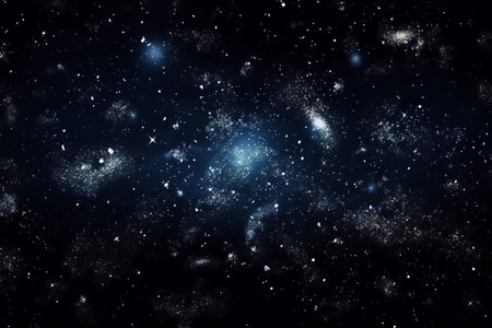 Night sky with stars and nebula. Computer generated 3D photo rendering.の素材