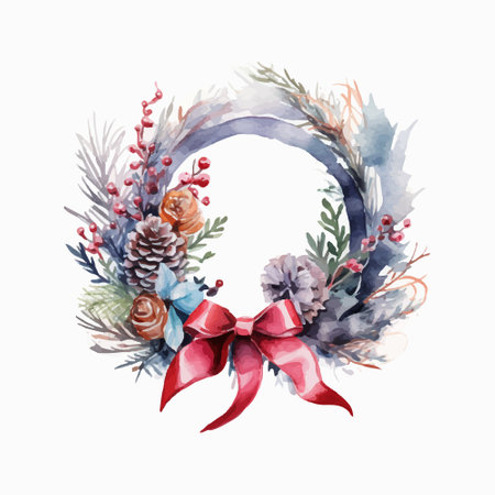 Watercolor Christmas wreath. Hand painted illustration isolated on white backgroundのイラスト素材
