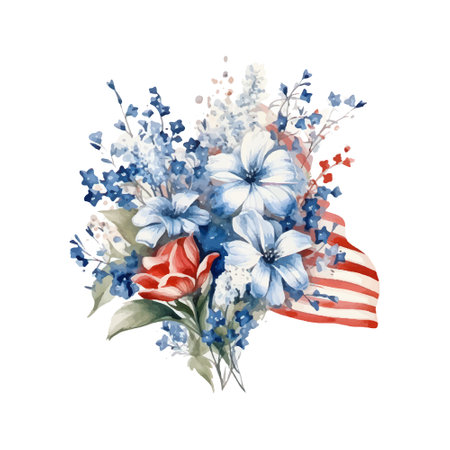 Bouquet of flowers, watercolor illustration, isolated on white backgroundのイラスト素材