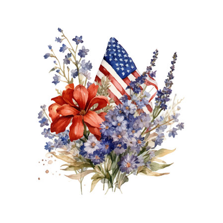 Watercolor bouquet of wildflowers. Hand painted illustration.のイラスト素材