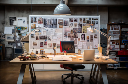 Architect working on a new project in his office, designer workplaceの素材