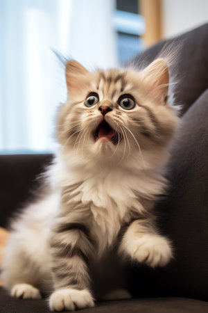 cute cat playing at homeの素材