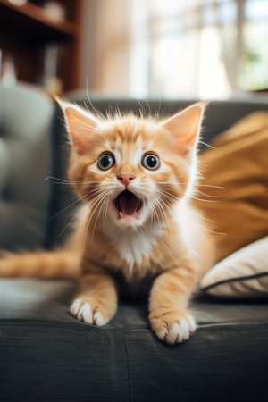 cute cat playing at homeの素材