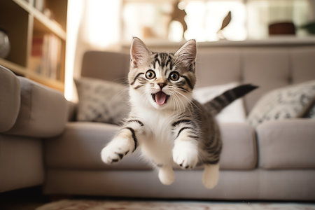 cute cat playing at homeの素材