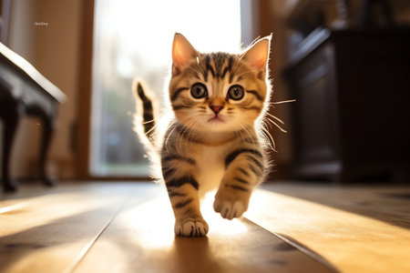 cute cat playing at homeの素材