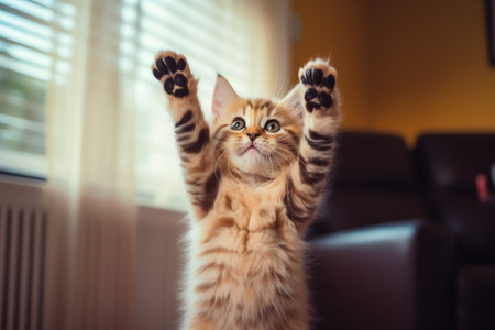 cute cat playing at homeの素材
