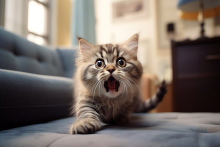 cute cat playing at homeの素材
