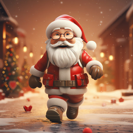 Christmas illustration of Santa Claus with giftsの素材