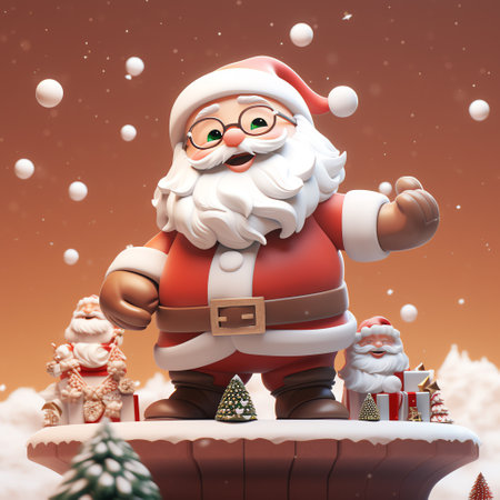 Christmas illustration of Santa Claus with giftsの素材