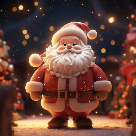 Christmas illustration of Santa Claus with giftsの素材