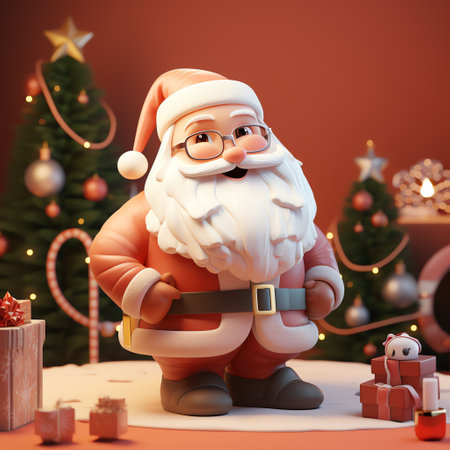 Christmas illustration of Santa Claus with giftsの素材