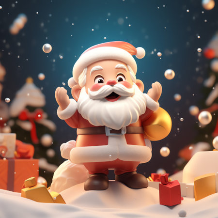 Christmas illustration of Santa Claus with giftsの素材