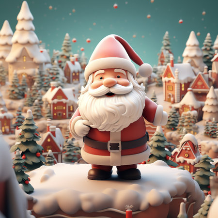 Christmas illustration of Santa Claus with giftsの素材