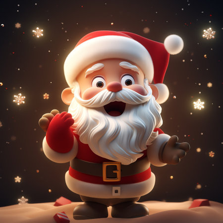 Christmas illustration of Santa Claus with giftsの素材