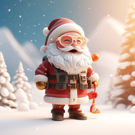 Christmas illustration of Santa Claus with giftsの素材