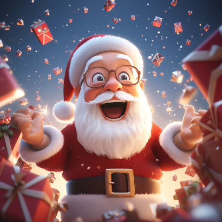 Christmas illustration of Santa Claus with giftsの素材