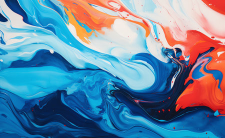 abstract background with blue, red and white paint splashesの素材