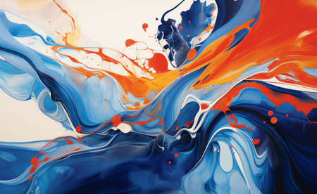 abstract background with blue, red and white paint splashesの素材