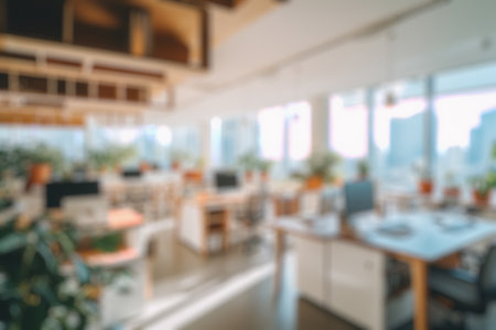 Abstract blur and defocused modern office interior for backgroundの素材