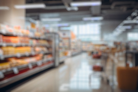 Abstract blur supermarket grocery store defocused for backgroundの素材