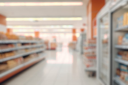 Abstract blur supermarket grocery store defocused for backgroundの素材