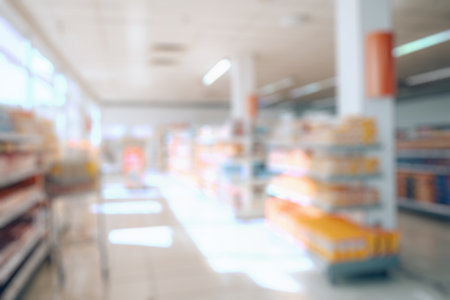 Abstract blur supermarket grocery store defocused for backgroundの素材