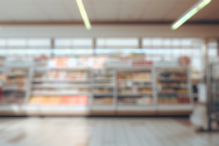 Abstract blur supermarket grocery store defocused for backgroundの素材