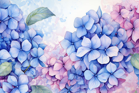 Watercolor hydrangea flower background. Watercolor illustration.の素材