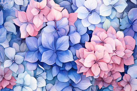 Watercolor hydrangea flower background. Watercolor illustration.の素材