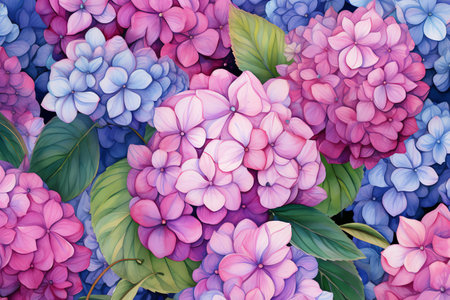 Watercolor hydrangea flower background. Watercolor illustration.の素材