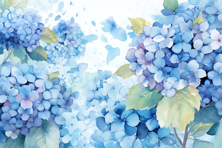 Watercolor hydrangea flower background. Watercolor illustration.の素材