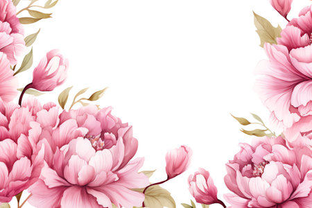 Peony flowers watercolor background with white space. watercolor illustrationの素材