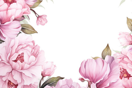Peony flowers watercolor background with white space. watercolor illustrationの素材